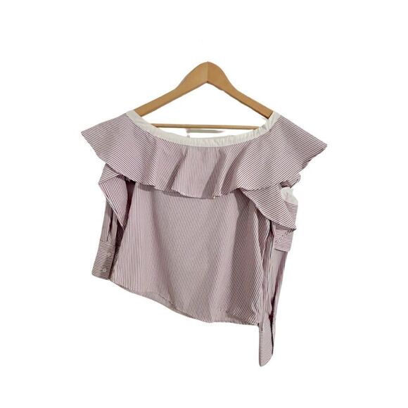English Factory Ruffled Striped Off The Shoulder Top Size Small - Picture 2 of 9